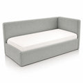 Viengulė lova boss su pilku velvet apollo audiniu, 120x200 dydžio, nuotraukoje matomas čiužinys